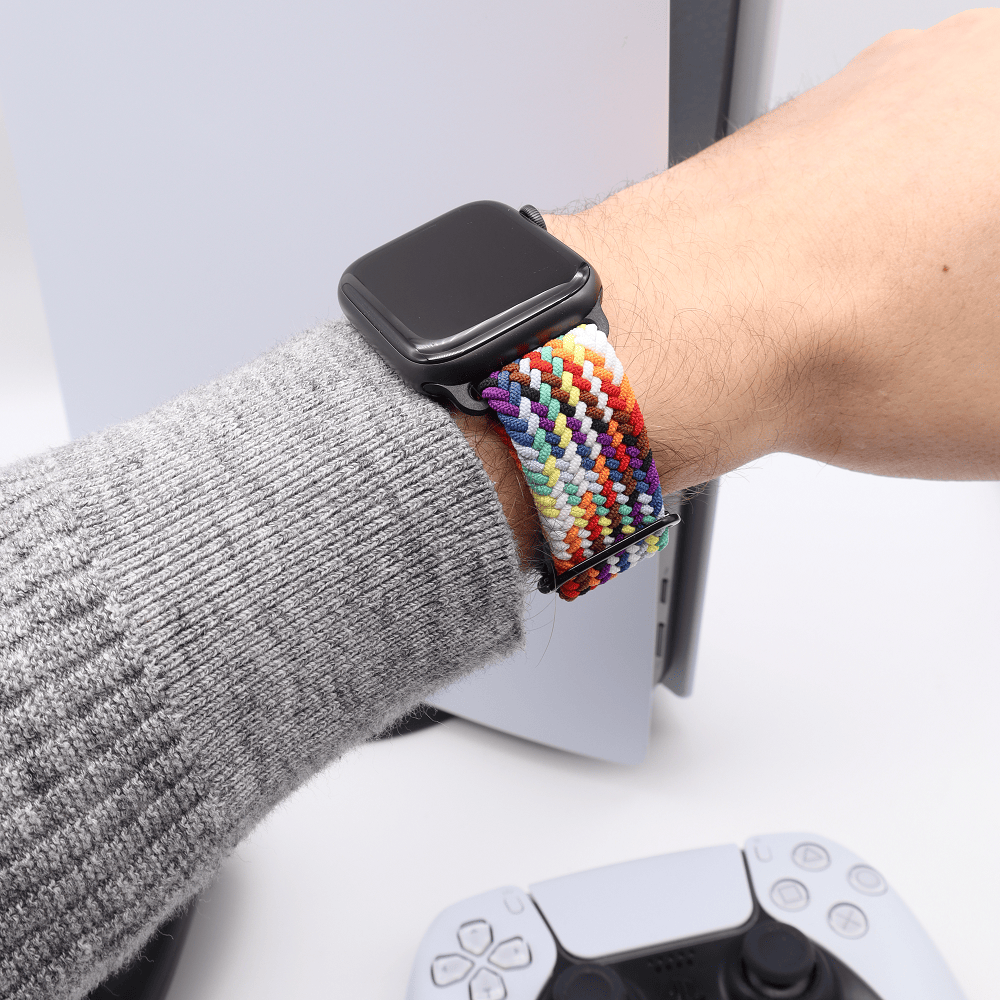 Geflochtenes Flex Loop Rainbow fur Apple Watch Rainbow 40mm 41mm 42mm